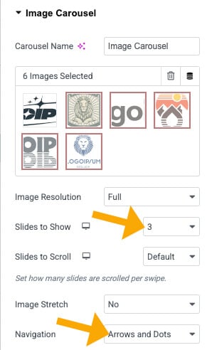 Customize the image gallery carousel Elementor