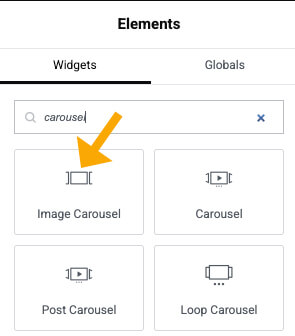 Image carousel widget in Elementor